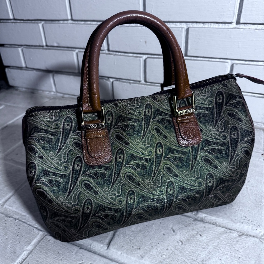 Leonard double handle vintage satchel bag with padlock, no key - Picture 3 of 16